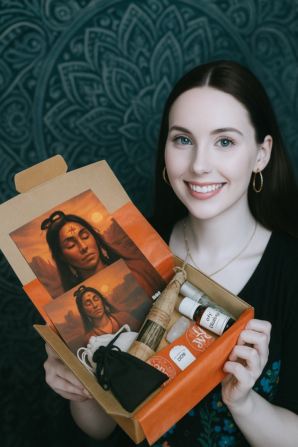 Coffret-rituel prêt à offrir avec ruban et carte douce